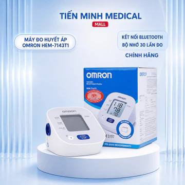 Máy đo huyết áp bắp tay tự động OMRON HEM-7143T1 "kết nối Bluetooth" bộ nhớ lưu 30 lần đo