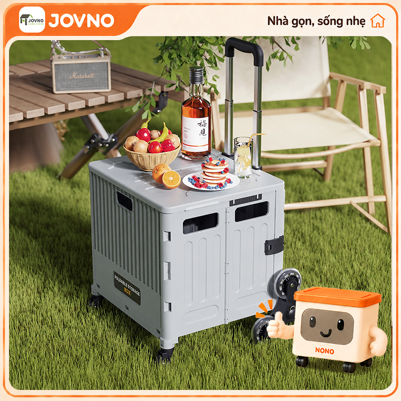 JOVNO Xe Đẩy Mua Sắm Có Thể Gấp Gọn Xe Kéo Hàng Chở Đồ Siêu Thị Nhựa Xe Đẩy Vận Chuyển Hàng Hóa