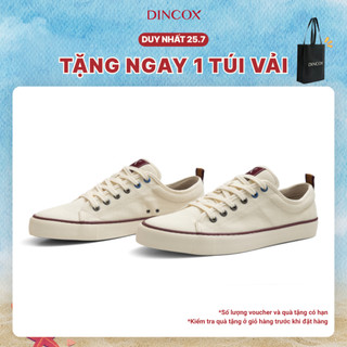 Giày thể thao nam nữ trắng kem C40 Dincox, giày vải canvas đế bằng, giày sneaker nam nữ