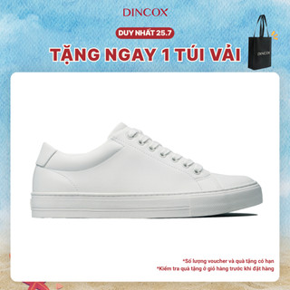 Giày Da Sneaker Unisex Nam Nữ D20 White DINCOX Năng Động Cá Tính - Giày Da Trắng Sang Trọng
