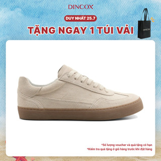 Giày Sneaker Vải Canvas Phối Da Nam Nữ DC35 Beige Dincox Shoes - Đế Khâu Bền Bỉ