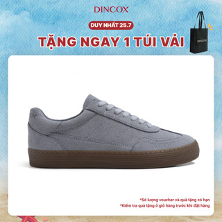 Giày Sneaker Vải Canvas Phối Da Nam Nữ DINCOX DC35 GREY GUM Shoes Đế Khâu Bền Bỉ
