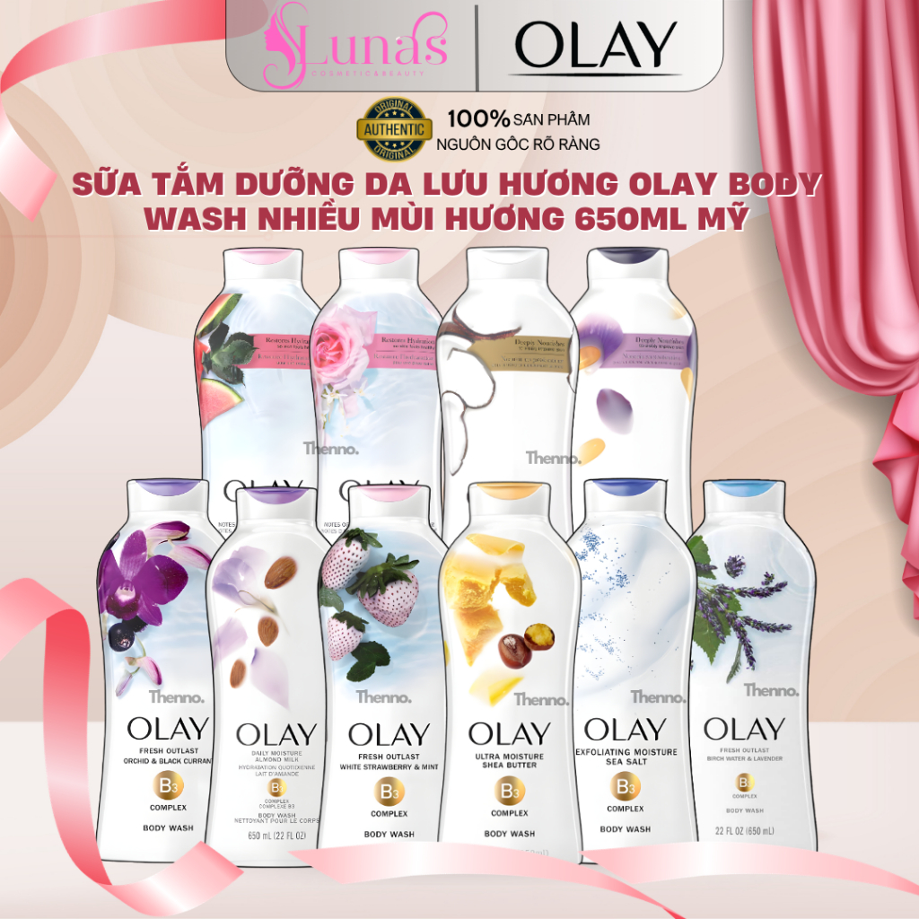 Sữa Tắm Dưỡng Da Lưu Hương Olay Body Wash Nhiều Mùi Hương 650ml Mỹ