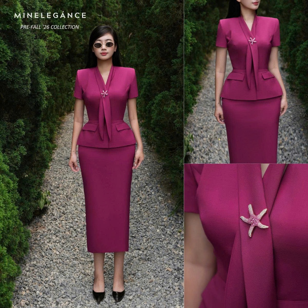 MINELEGÁNCE | SET VEST & CHÂN VÁY CHỮ A CÁCH ĐIỆU, SANG TRỌNG - MIN254