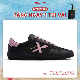 Giày Sneaker Nữ Dincox DC47 BLACK/ PINK Micro Suede Kết Hợp Canvas Shoes Đế Bằng, Bền Và Nhẹ Hơn