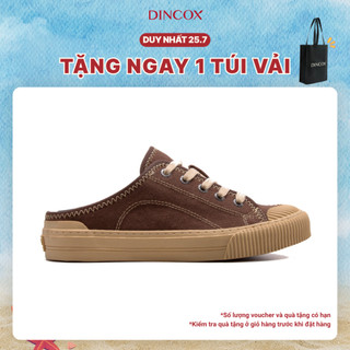 Giày Sục Đạp Gót Mules Vải Sneaker Unisex E10 CHOCO MILK DINCOX Tăng Chiều Cao 4cm