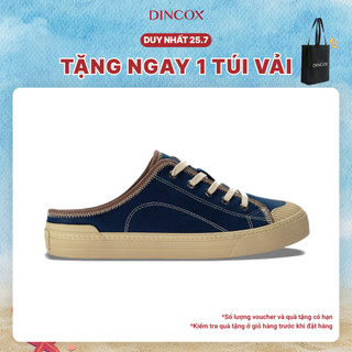 Giày Sục Đạp Gót Mules Vải Sneaker Unisex Tăng Chiều Cao 4cm DINCOX E10 Dark Navy