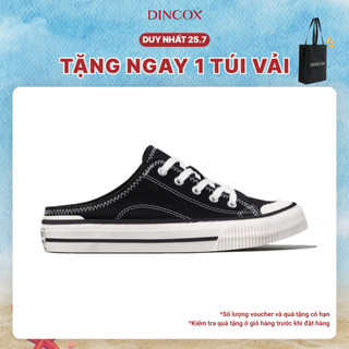 Giày Sục Đạp Gót Mules Vải Sneaker Unisex Tăng Chiều Cao 4cm DINCOX E10 Black