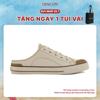 Giày Sục Đạp Gót Mules Vải Sneaker Unisex, Giày Sục Thể Thao Tăng Chiều Cao 4cm DINCOX E10 Off/white