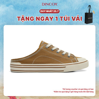 Giày Sục Đạp Gót Mules Vải Sneaker Unisex DINCOX E10 CAMEL LINE Tăng Chiều Cao 4cm