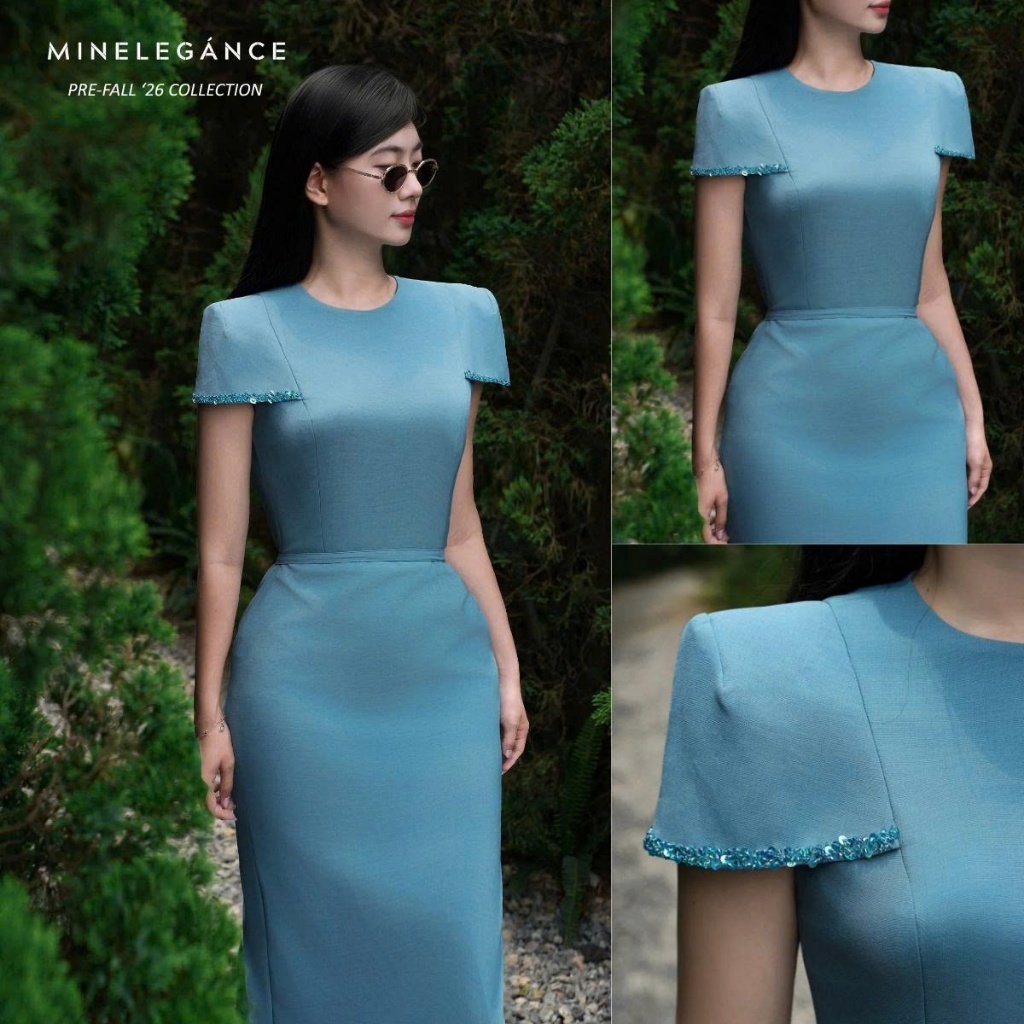 MINELEGÁNCE | VÁY CÔNG SỞ ĐÍNH ĐÁ DÁNG DÀI, SANG TRỌNG, THANH LỊCH - MIN166