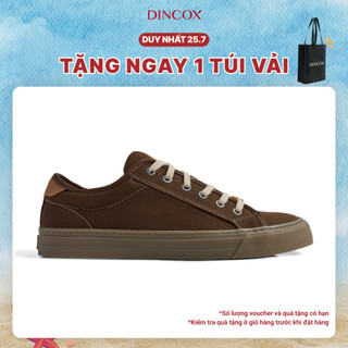 Giày Thể Thao Nam Nữ, Giày Sneaker Vải Canvas, Giày Thời Trang Dincox E12 Kakao