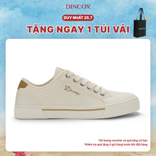 Giày Thể Thao Nam Nữ, Giày Sneaker Vải Canvas, Giày Thời Trang Dincox E12 Cream