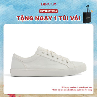 Giày Sneaker Vải Canvas Nam Nữ E18 White Dincox Shoes - Giày Trắng Đi Học