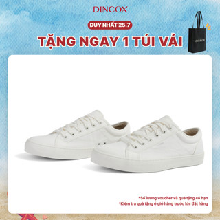 Giày thể thao nam nữ trắng E18 Dincox, giày sneaker nam nữ, giày vải canvas đế bằng