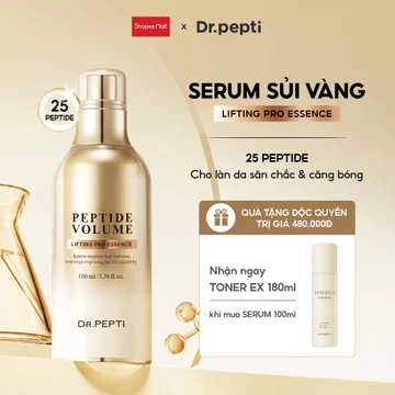 Serum Dr.Pepti Peptide Sủi Vàng 100ml Nâng Cơ, Chống Lão Hoá, Căng Bóng Da [Tặng Toner EX 180ml]