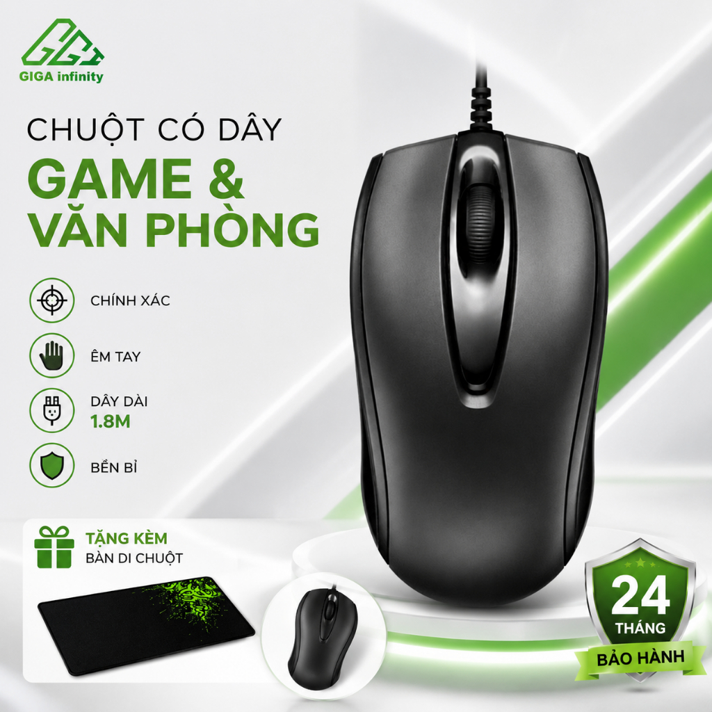 Chuột máy tính có dây GGI G02 bảo hành đổi mới trong 24 tháng