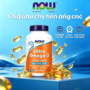 Viên dầu cá Now Ultra Omega-3 fish oil, hỗ trợ đẹp da hỗ trợ xương khớp, tim mạch.