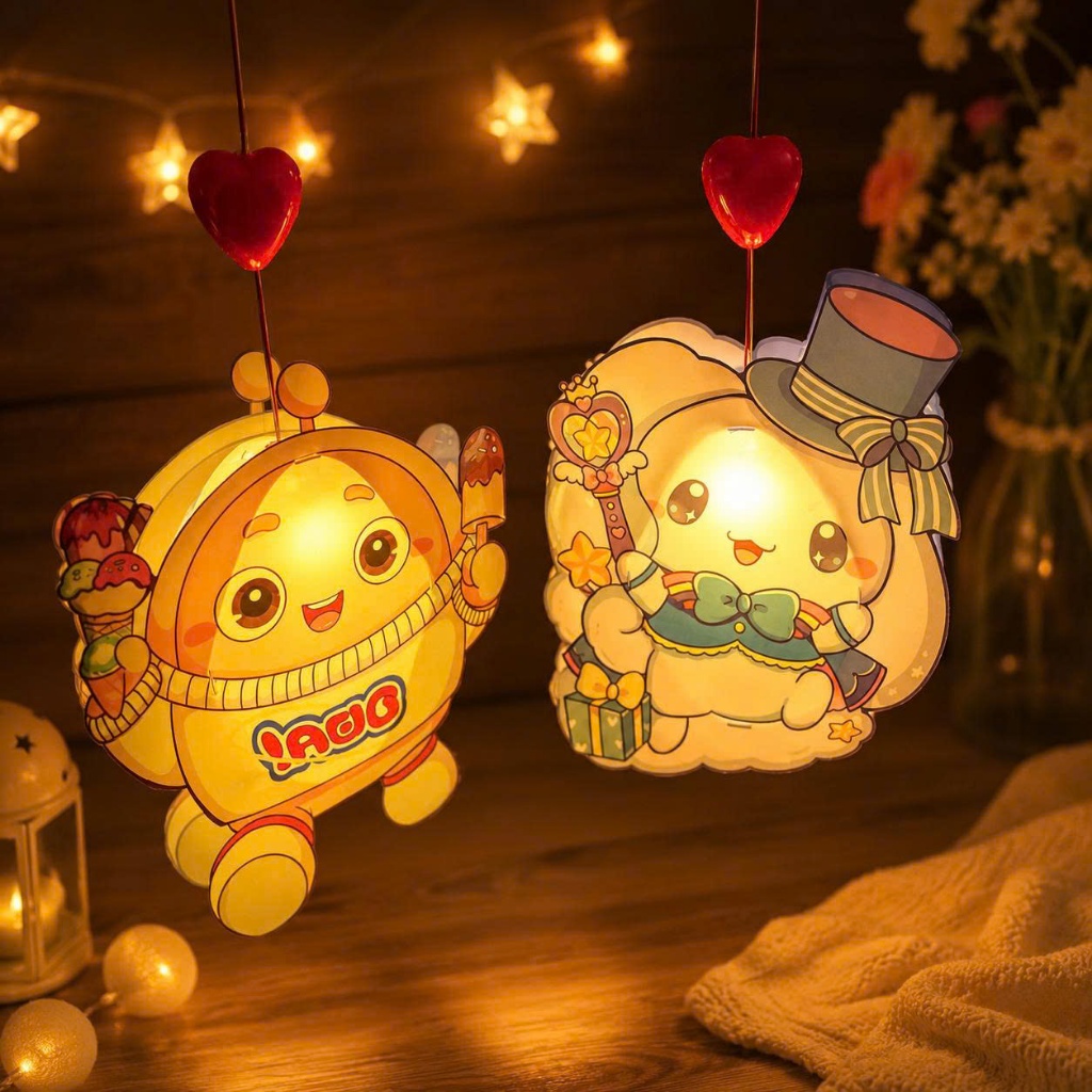 Đèn lồng Trung Thu hoạt hình-đèn lồng nhựa 2 mảnh đồ chơi có nhạc Việt Nam hot trend ( T0117)