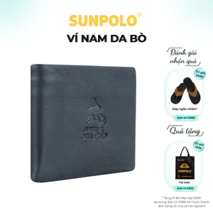 Ví ngang nam da bò SUNPOLO Đen Nâu - WS01DN