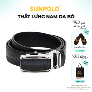 Thắt lưng nam da bò vân cá đuối SUNPOLO khóa cài tự động BSAL53
