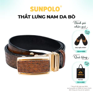 Thắt lưng nam da bò SUNPOLO khóa cài tự động BSAL50