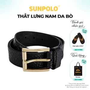 Thắt lưng nam da bò SUNPOLO Đen Nâu Bò - BELT07