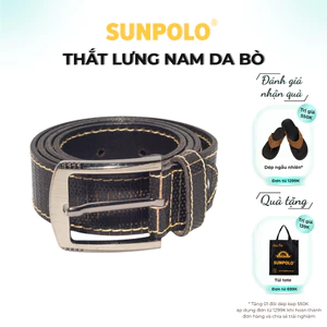 Thắt Lưng Nam Da Bò SUNPOLO Đen Nâu Bò - BSMK25