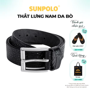 Thắt lưng nam da bò SUNPOLO Đen Nâu Bò - BELT06