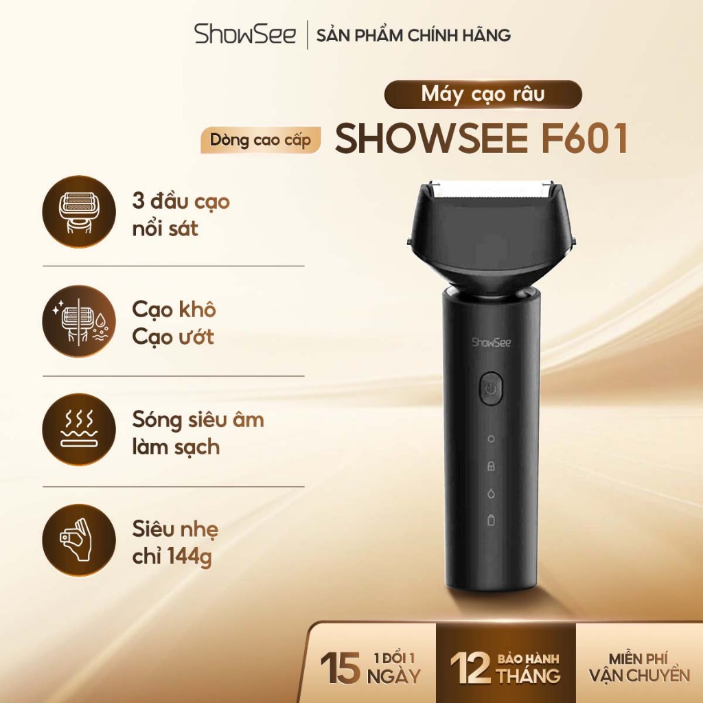Máy cạo râu Showsee F601 – Cạo Khô/Ướt – Sạc Type C – Chống nước IPX7 Màn hình LED thông minh – Bảo Hành 12 Tháng