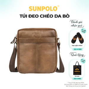 Túi đeo chéo nam da bò cao cấp SUNPOLO Đen TUI223