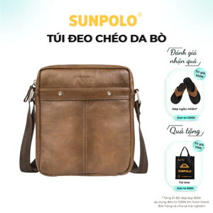Túi đeo chéo nam da bò cao cấp SUNPOLO Đen TUI222