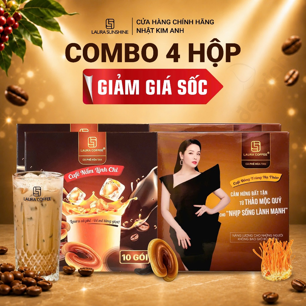 [GIẢM GIÁ KHÔNG QUÀ] Combo 4 Hộp Cà phê hòa tan Laura Coffee