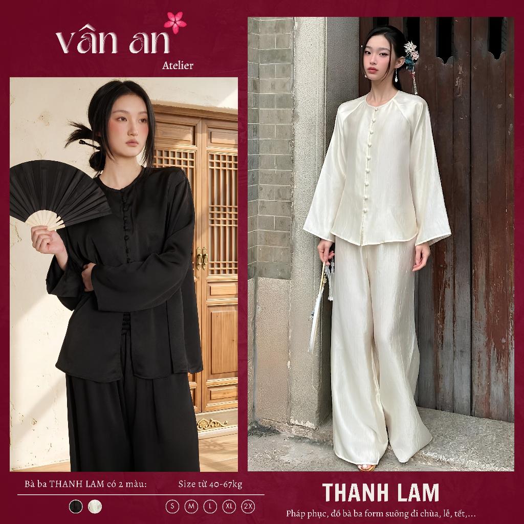 Đồ Lam, Bà Ba THANH LAM - Dáng Suông, Form Rộng - Lụa Tằm Nhăn Mềm Mại - Mặc Đi Chùa, Lễ, Tết - Áo Dài Vân An