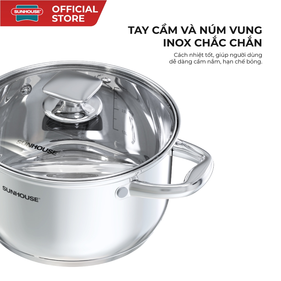 Bộ nồi Inox 5 đáy Sunhouse SHG799 - Đáy từ 5 lớp vượt trội - Inox cao cấp -  Dùng mọi loại bếp | BigBuy360 - bigbuy360.vn