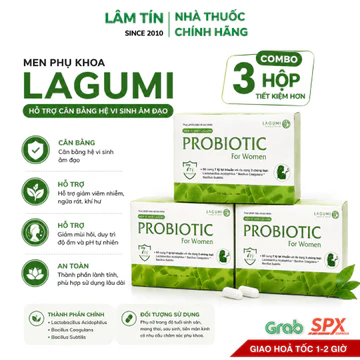 ( Tặng 2 gói muối rửa pk ch ) Combo 3Hộp Men vi sinh phụ nữ LAGUMI PROBIOTIC bổ sung 7 tỷ lợi khuẩn cho cô bé
