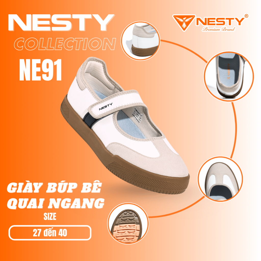 [NE91] Giày Búp Bê Nữ NESTY Quai Dán Kiểu Mary Jane Sneaker Quai Dán Phong Cách Hàn Quốc [KO1]