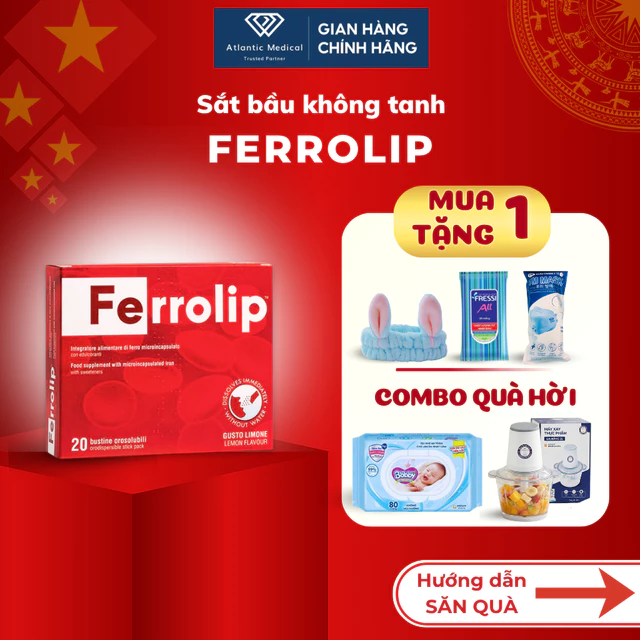 [Quà Xinh] Sắt Bột FERROLIP Bổ Sung Sắt Hữu Cơ Không Táo Bón Không Tanh Vị Chanh Cho Bà Bầu Và Người Thiếu Sắt
