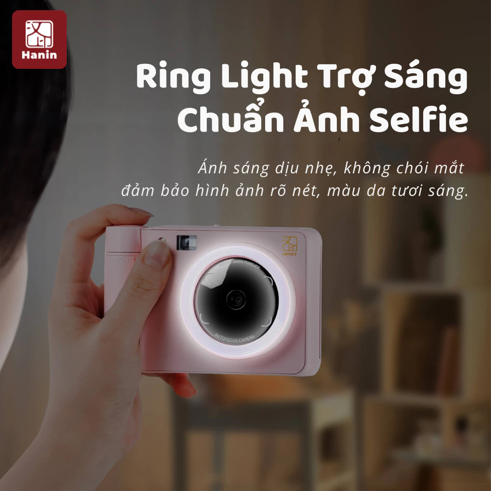 [TẶNG 5 ẢNH] Máy Ảnh Chụp Lấy Liền Hanin Z1 In Ảnh Từ Điện Thoại, Bluetooth 5.0 Lấy Nét Tự Động, Đèn Flash | Hanin