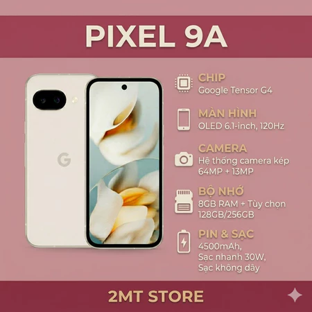 Điện Thoại Google Pixel 9A Quốc Tế Like New Ram 8G Tần Số Quét 120hz Bộ Nhớ 128G