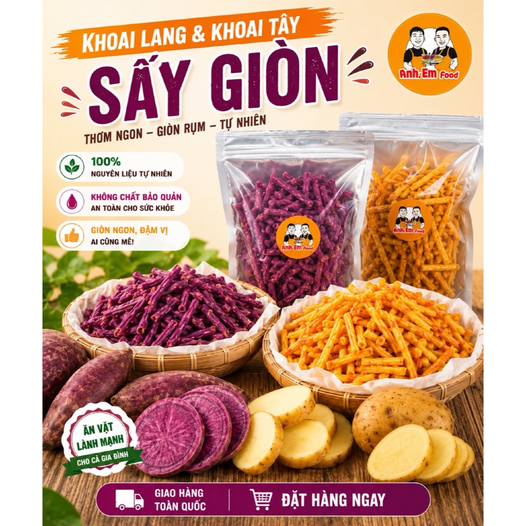 Combo Khoai Phô Mai và Khoai Lang Sấy - Anh Em Food