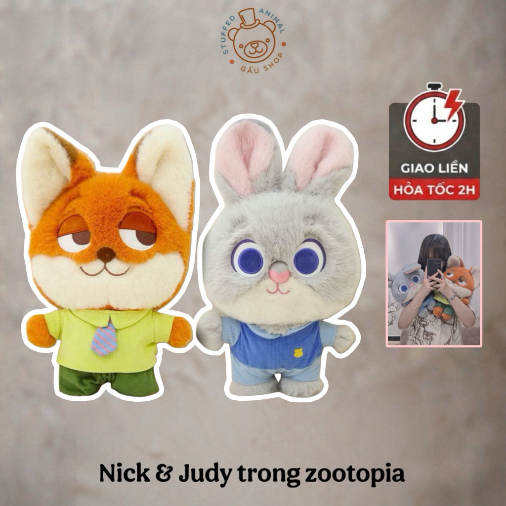 [Hàng nhập] Gấu bông Nick Judy - Cáo và thỏ Zootopia - thú nhồi bông lông mịn cao cấp – size 35cm 50cm – quà tặng ng iu