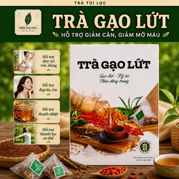Trà Gạo Lứt Mộc Tâm,Gạo lứt, Kỷ tử, Nấm Đông trùng hạ thảo ,Cải Thiện Sức Khoẻ, Hộp 15 Gói20 gói x 5 gam,