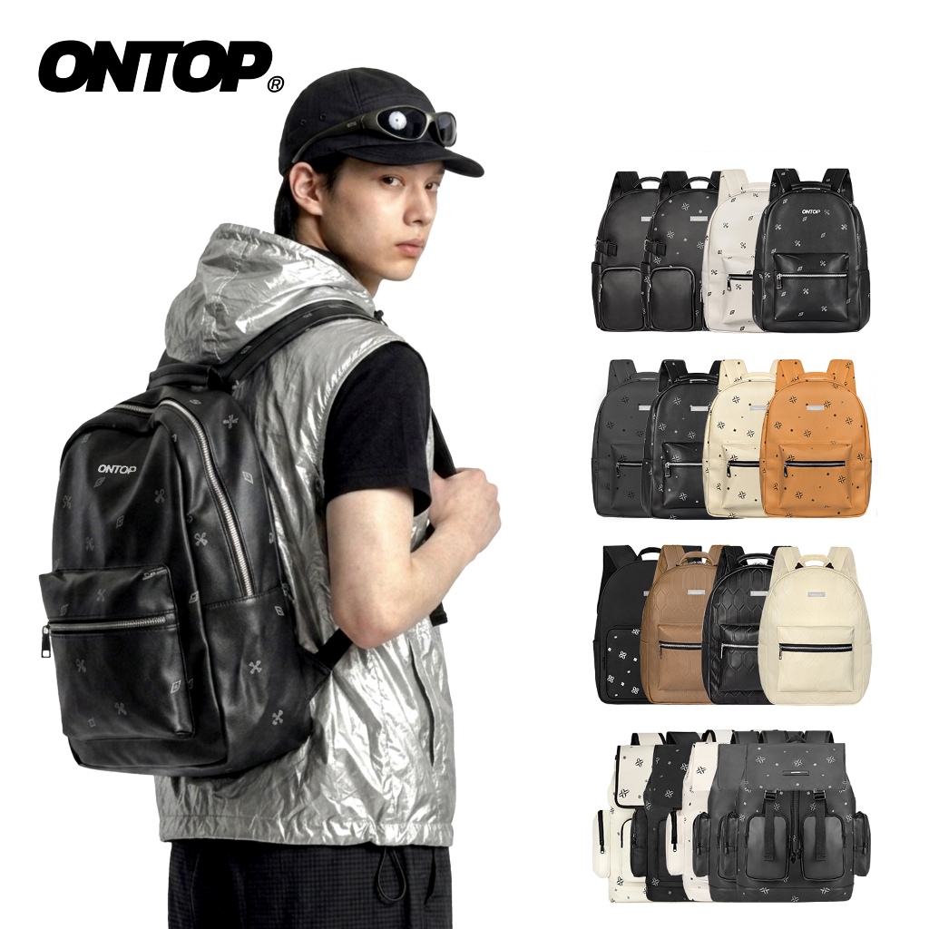 Balo đi học local brand nam nữ ONTOP chất da nhiều màu chống nước, canvas nhiều ngăn đựng laptop Level Backpack