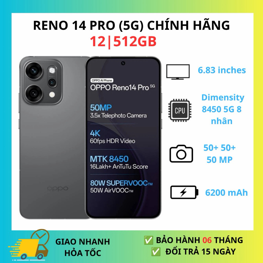 Điện Thoại Oppo Reno 14 Pro 5G 12GB 512GB – Hàng Chính Hãng