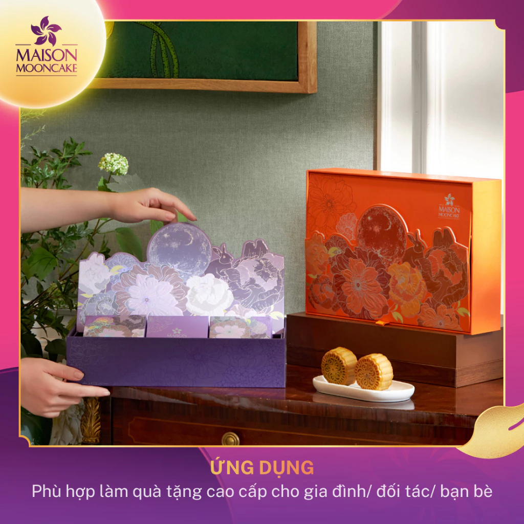 Bánh Trung thu cao cấp - Maison Mooncake - Ánh Dương- Set 06 bánh nướng x 100g- Vỏ mỏng, Vị ngọt dịu