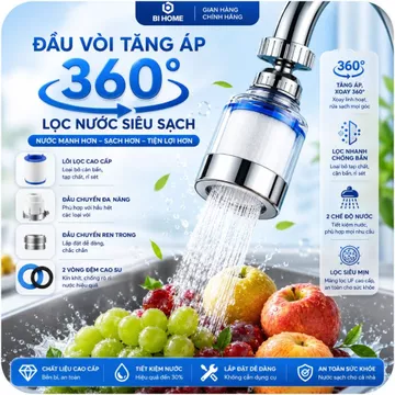 Bộ Lọc Nước,Đầu Lọc Nước Tại Vòi Tăng Áp Xoay 360 Độ Lọc Nước Tại Vòi Tặng Đầu Nối