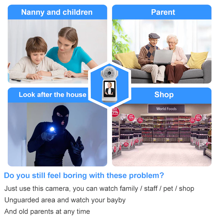 Wifi Video Call Camera Monitor Audio Home Security Camera Nhà thông minh trong nhà không dây PTZ CCTV 2.4G WIFI – 7