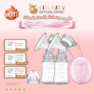 Xả kho khuyến mãi lớn Máy Hút Sữa Có Dây Max Máy Hút Sữa Điện Đôi Phễu Hút Silicon Mềm Mại Kèm Bình Sữa Có Núm Ti Cho Bé