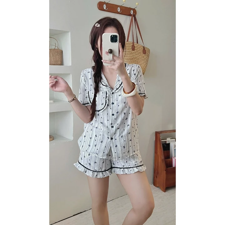 Đồ bộ nữ đồ mặc nhà dễ thương đồ bộ ngắn nữ mặc nhà set đồ mặc nhà nữ vải đũi mặc cực thoải mái có bigsize